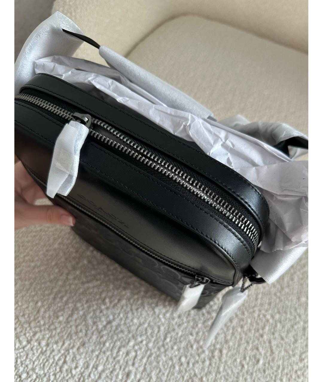 COACH Черная кожаная сумка на плечо, фото 4