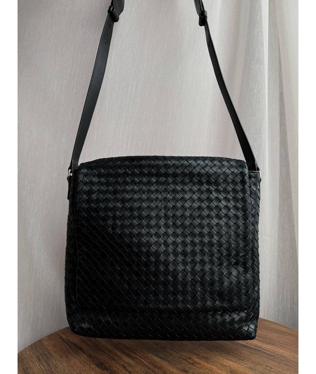 BOTTEGA VENETA Черная кожаная сумка на плечо, фото 8