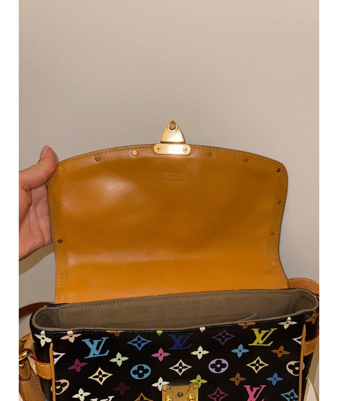 LOUIS VUITTON Черная кожаная сумка через плечо, фото 6