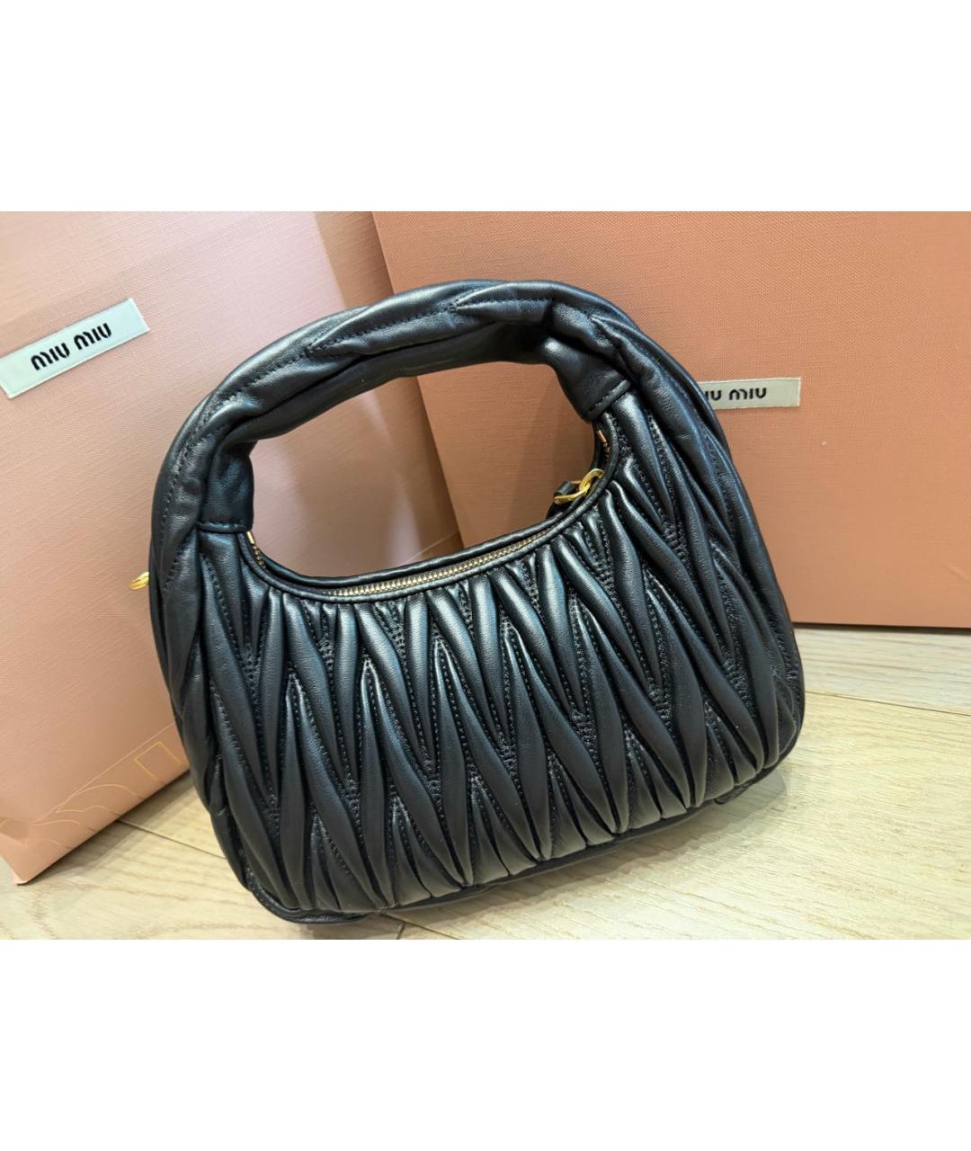 MIU MIU Черная кожаная сумка с короткими ручками, фото 2