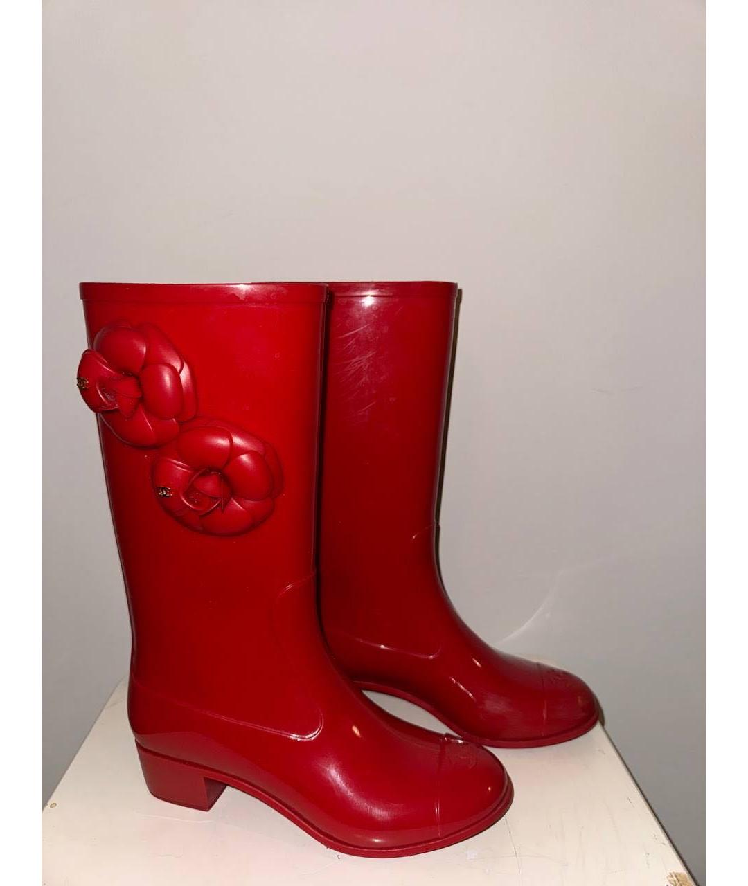 CHANEL Красные резиновые сапоги, фото 6
