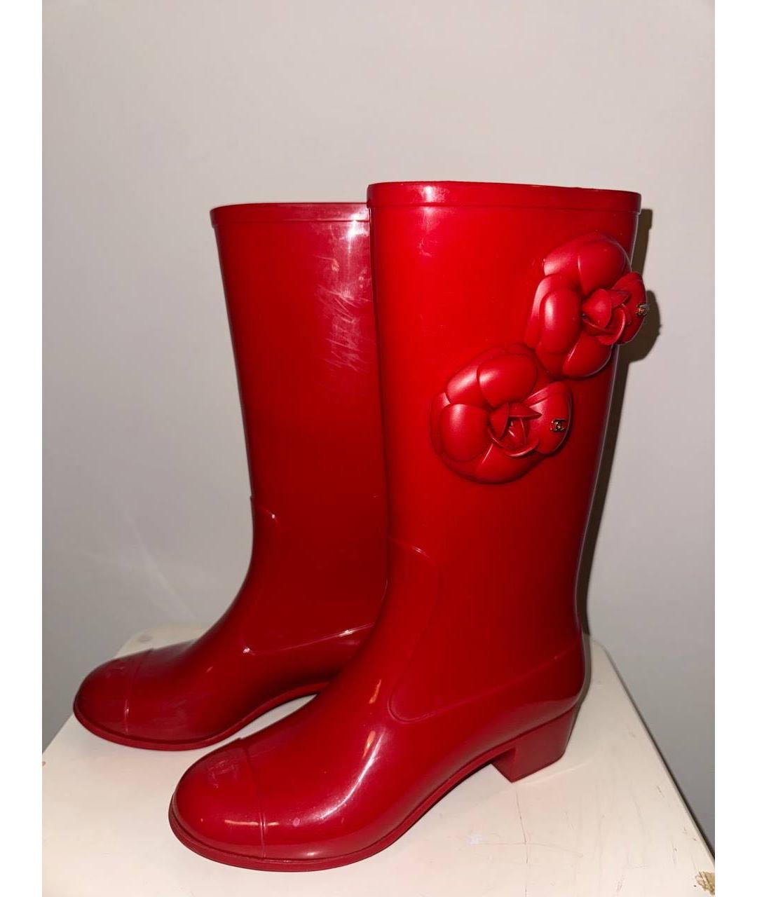 CHANEL Красные резиновые сапоги, фото 3