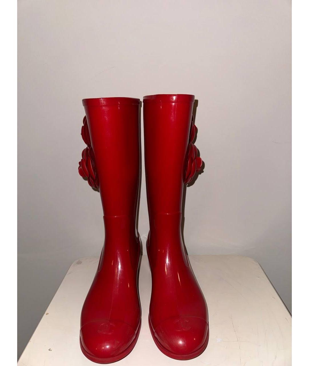 CHANEL Красные резиновые сапоги, фото 2