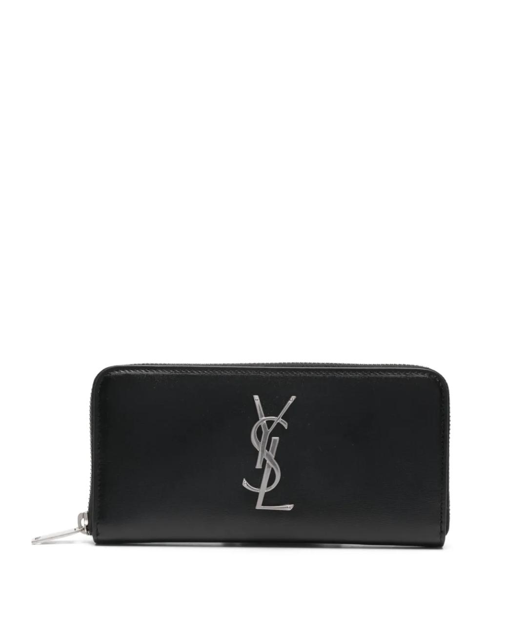 SAINT LAURENT Черный кожаный кошелек, фото 1