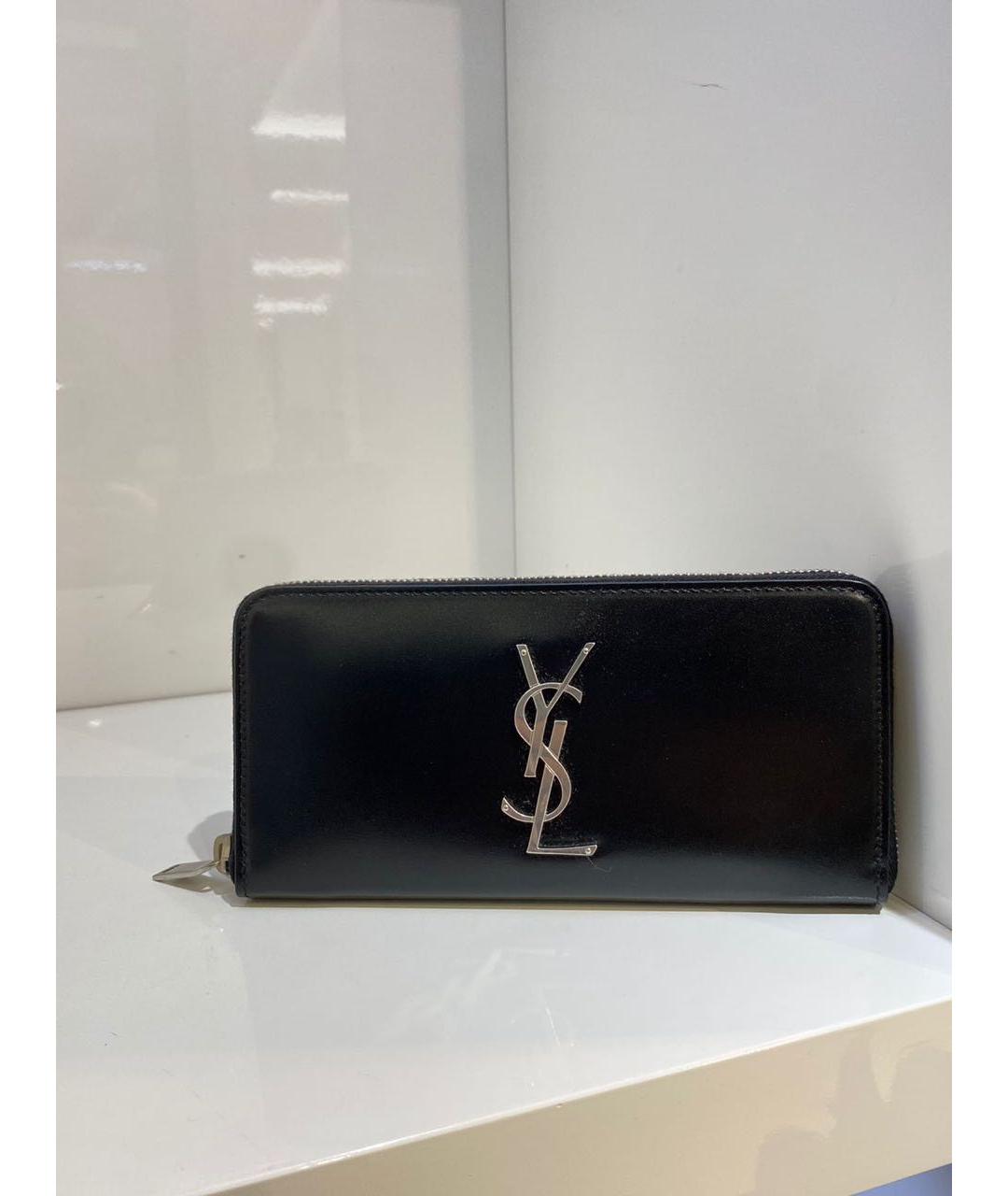 SAINT LAURENT Черный кожаный кошелек, фото 2