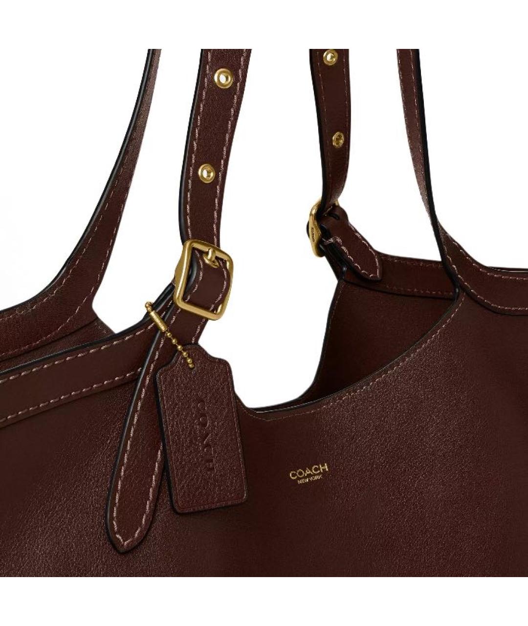 COACH Коричневая кожаная сумка тоут, фото 5