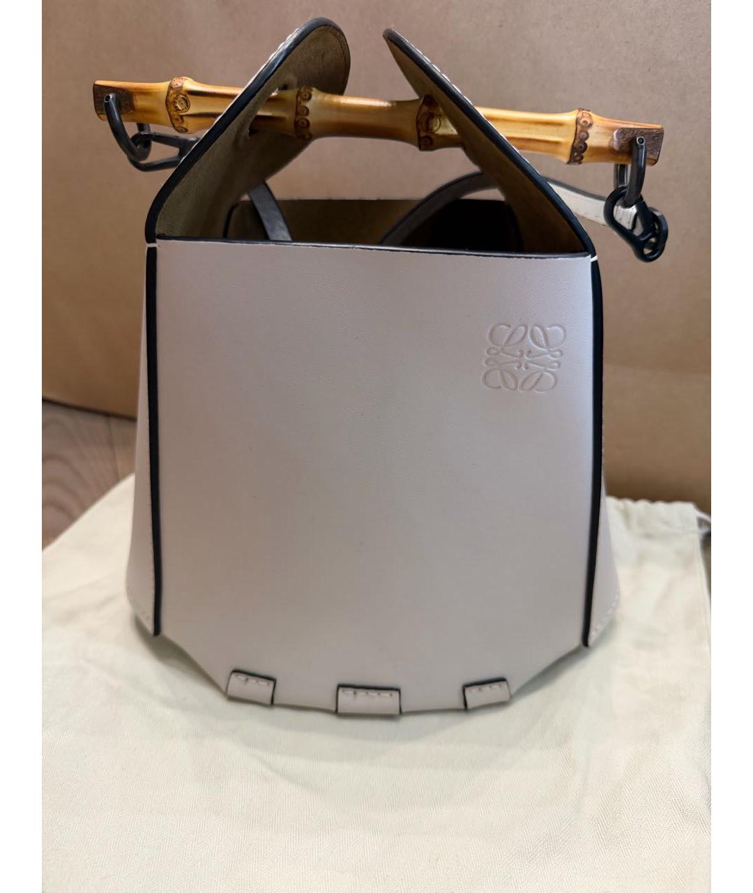 LOEWE Белая кожаная сумка с короткими ручками, фото 2