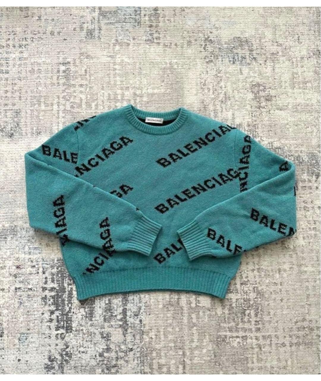 BALENCIAGA Бирюзовый шерстяной джемпер / свитер, фото 6