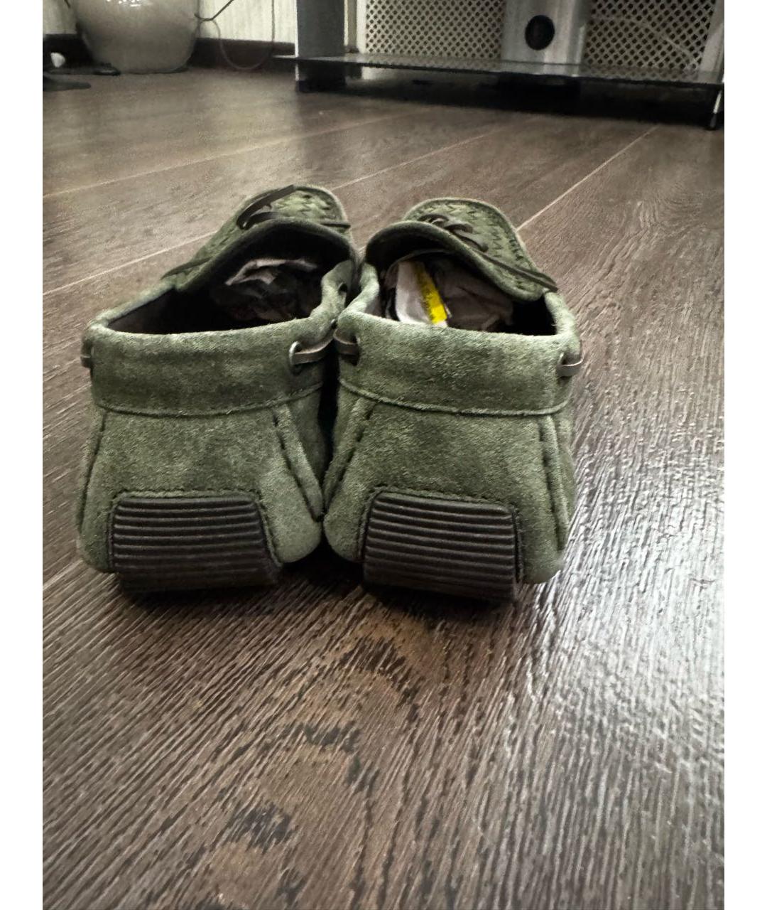 BOTTEGA VENETA Зеленые замшевые мокасины, фото 4