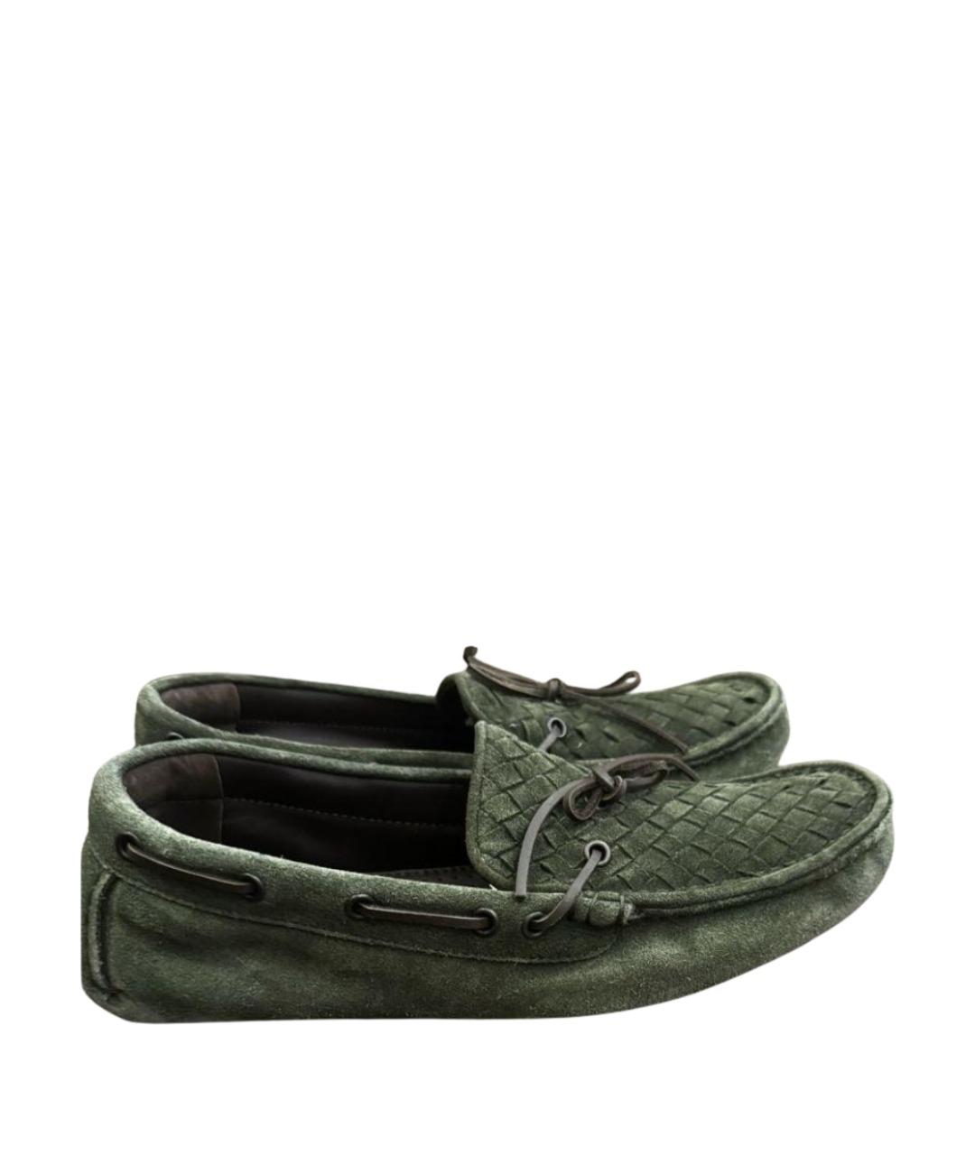 BOTTEGA VENETA Зеленые замшевые мокасины, фото 1