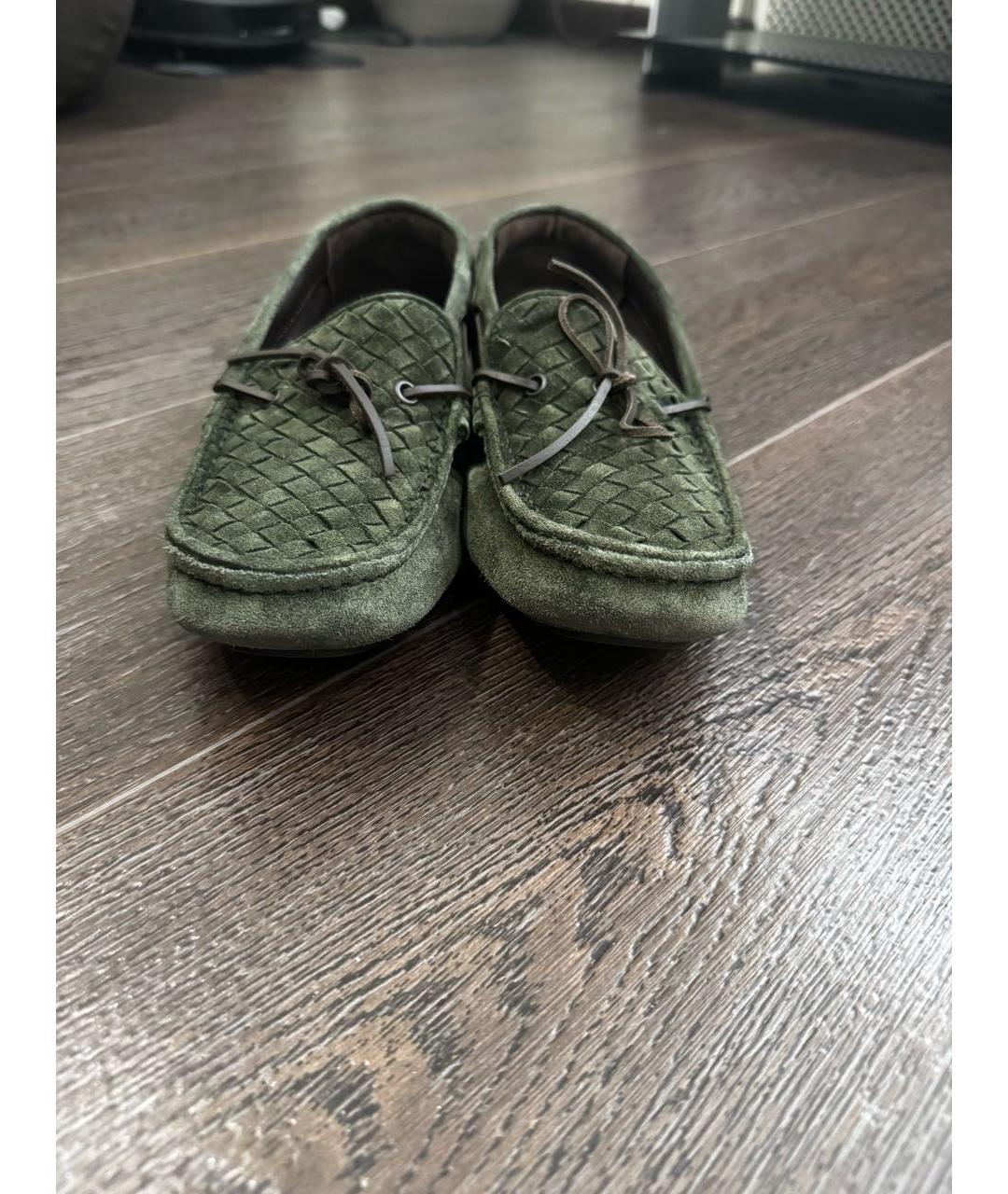 BOTTEGA VENETA Зеленые замшевые мокасины, фото 2