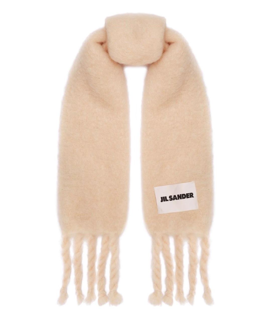 JIL SANDER Бежевый шерстяной шарф, фото 1