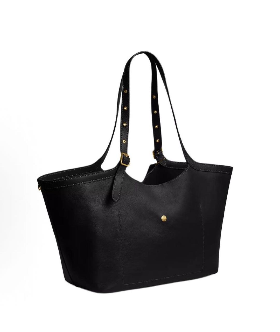 COACH Черная кожаная сумка тоут, фото 2