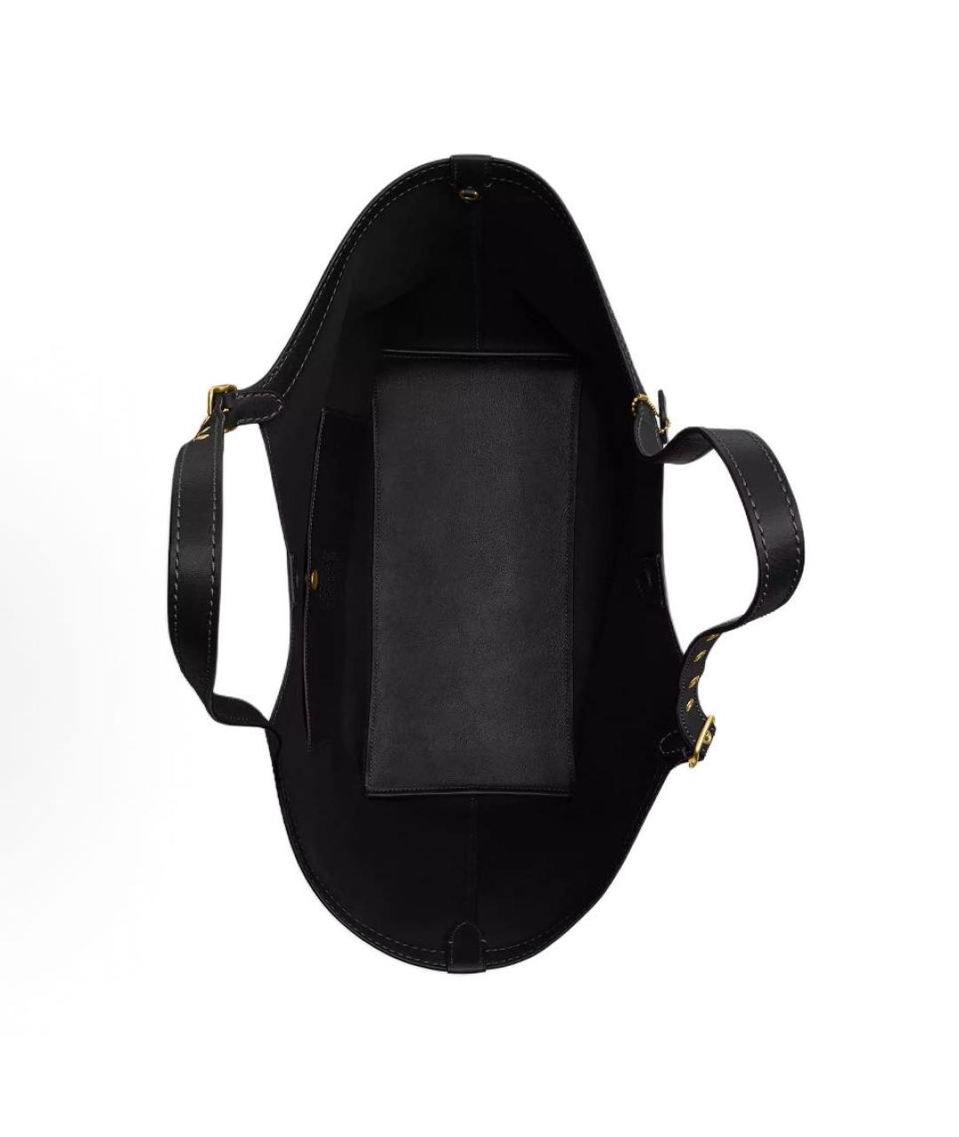 COACH Черная кожаная сумка тоут, фото 4