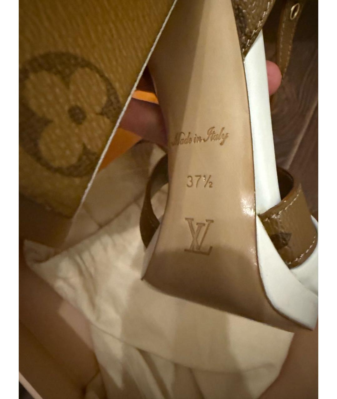 LOUIS VUITTON Белые кожаные босоножки, фото 6