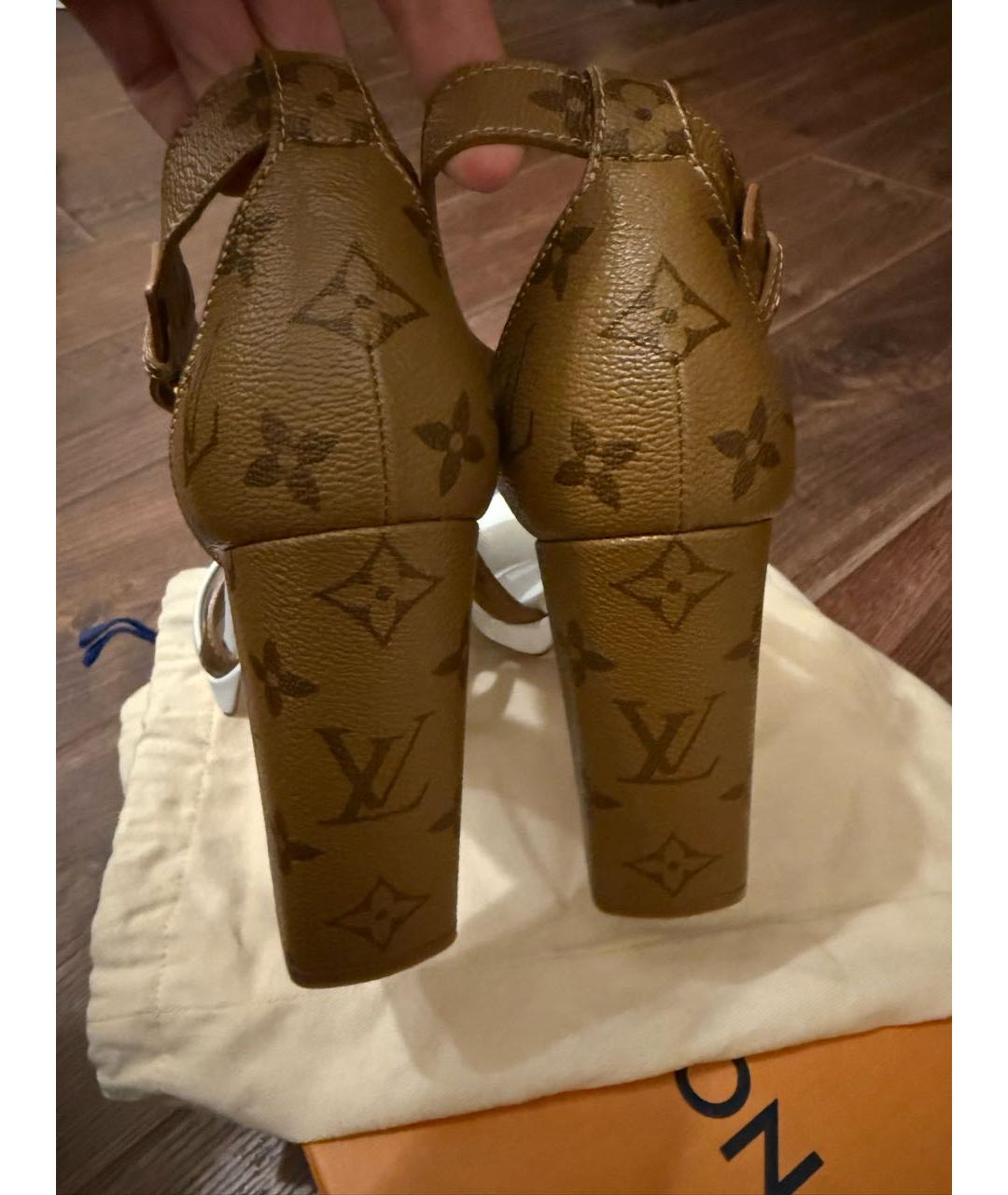 LOUIS VUITTON Белые кожаные босоножки, фото 3