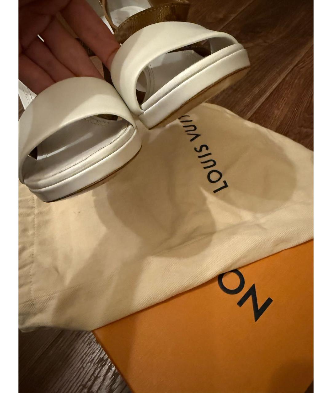 LOUIS VUITTON Белые кожаные босоножки, фото 7