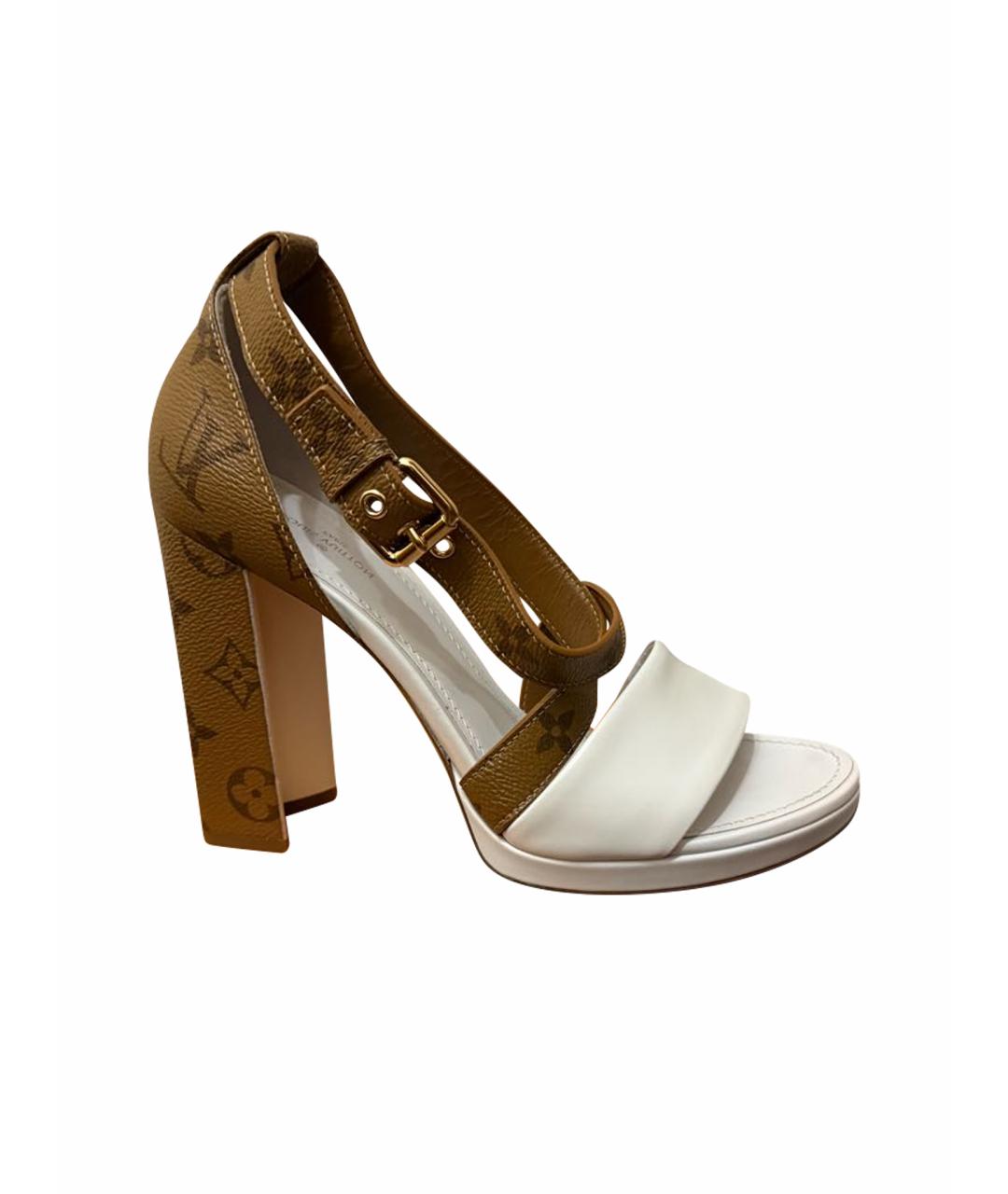 LOUIS VUITTON Белые кожаные босоножки, фото 1