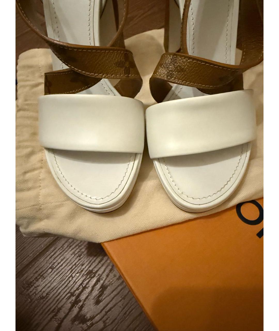 LOUIS VUITTON Белые кожаные босоножки, фото 2