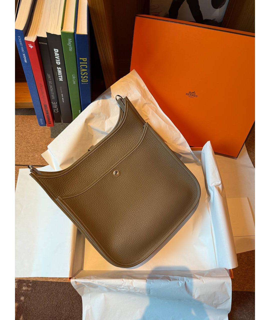 HERMES Серая кожаная сумка через плечо, фото 3