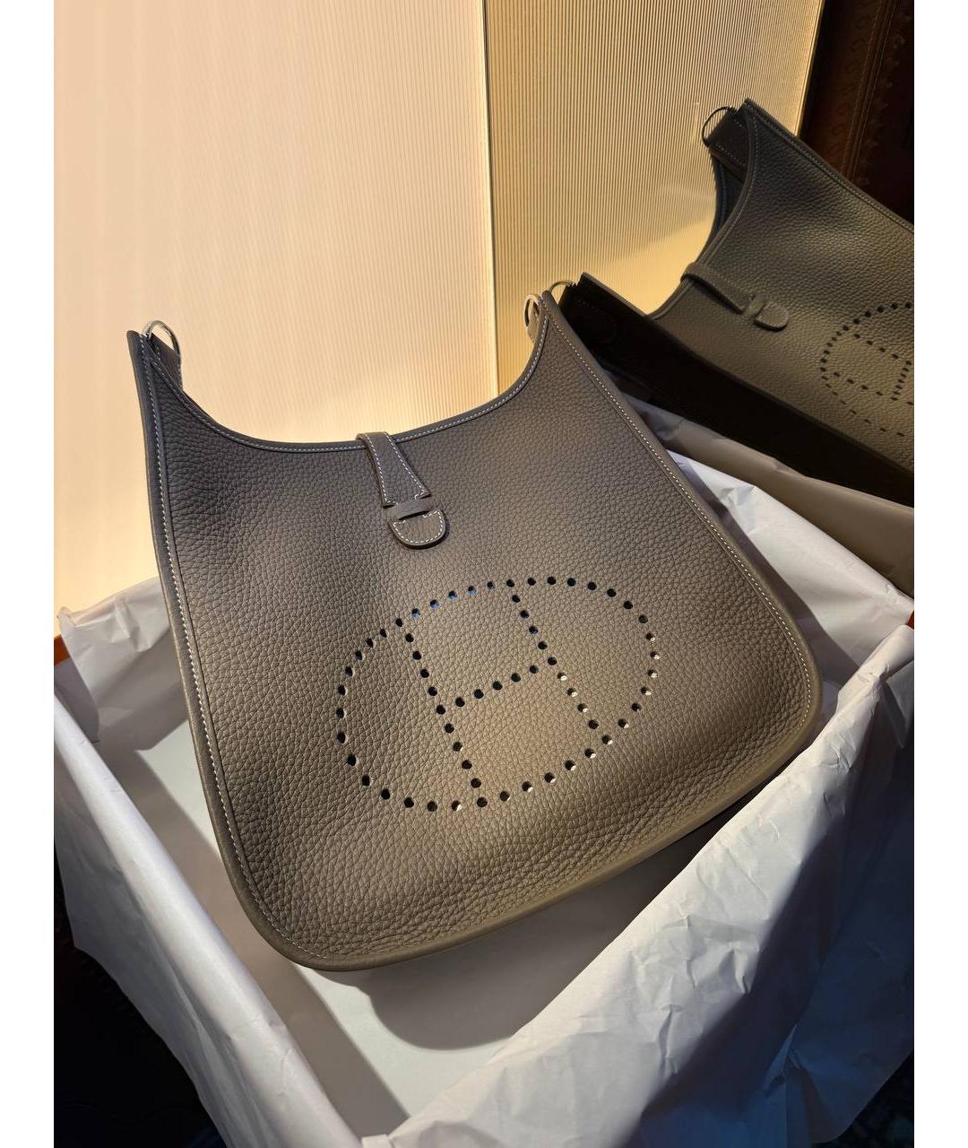 HERMES Серая кожаная сумка через плечо, фото 2