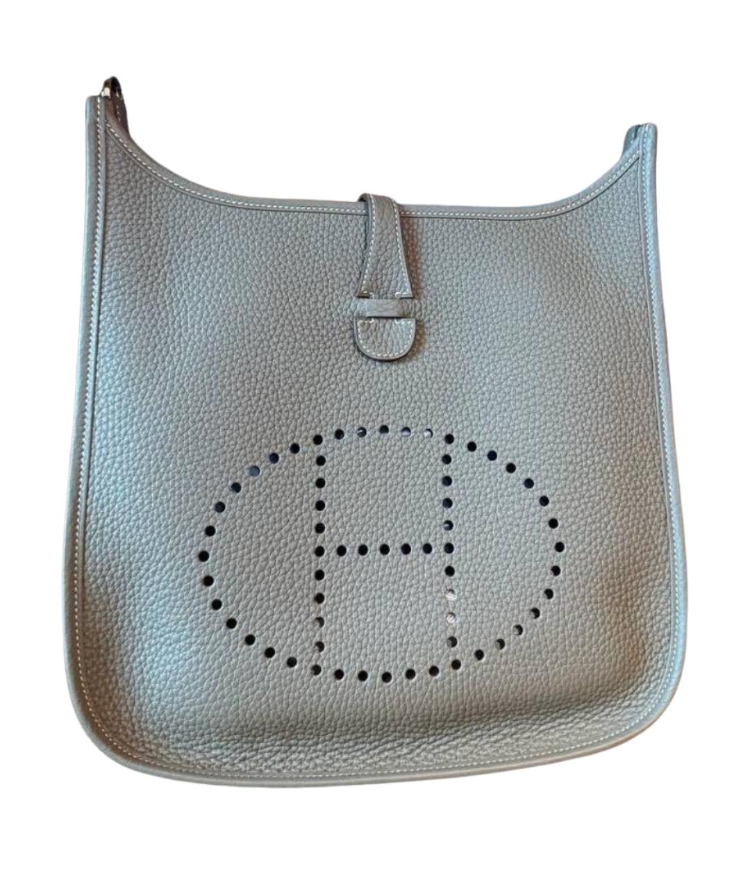 HERMES Серая кожаная сумка через плечо, фото 1