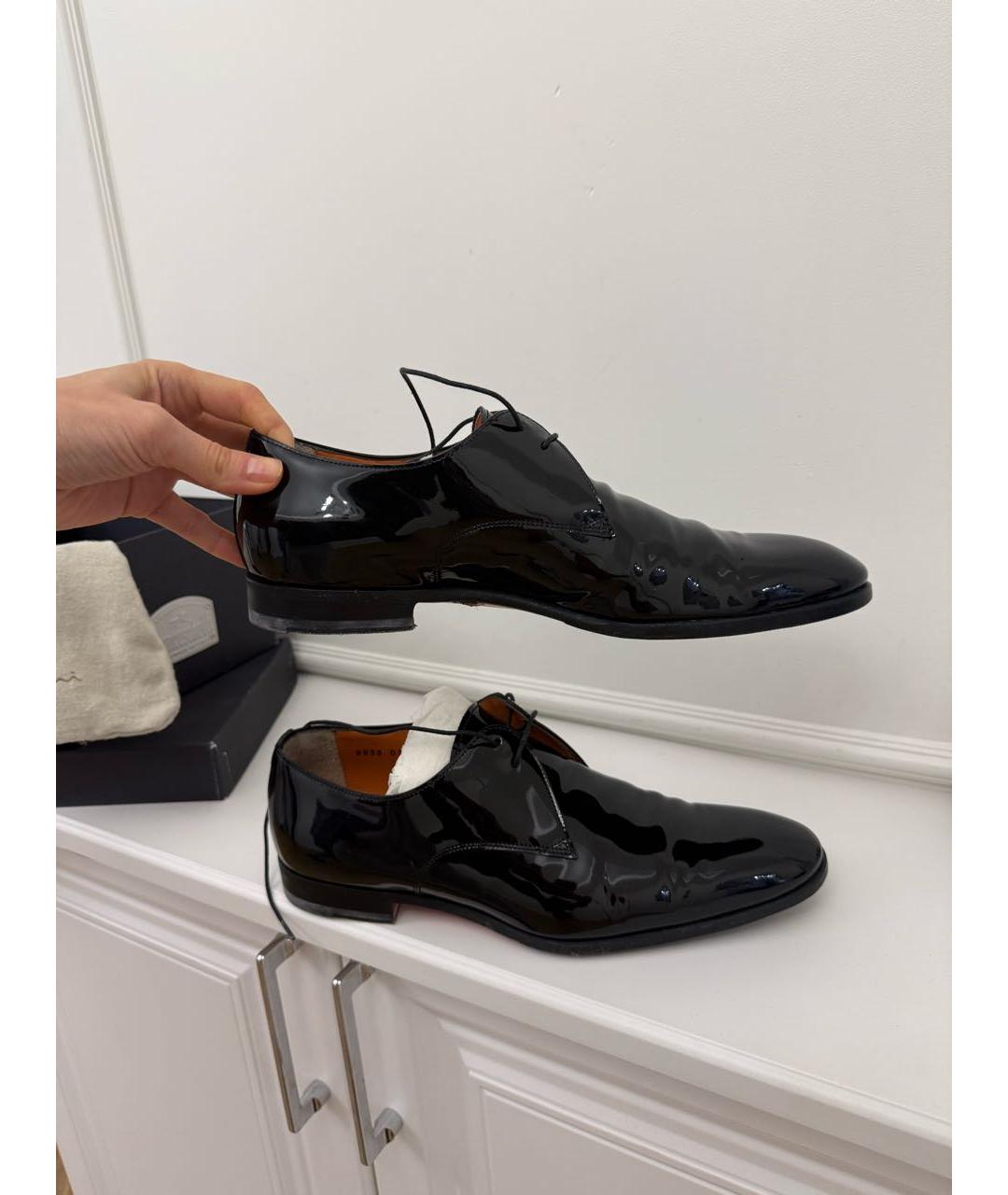 SANTONI Черные туфли из лакированной кожи, фото 7
