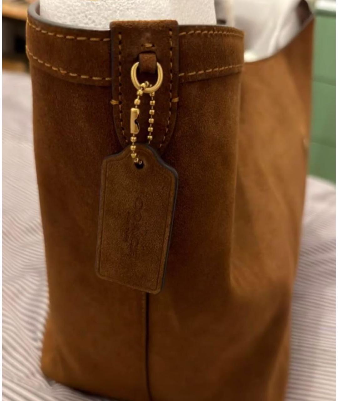 COACH Коричневая замшевая сумка тоут, фото 8