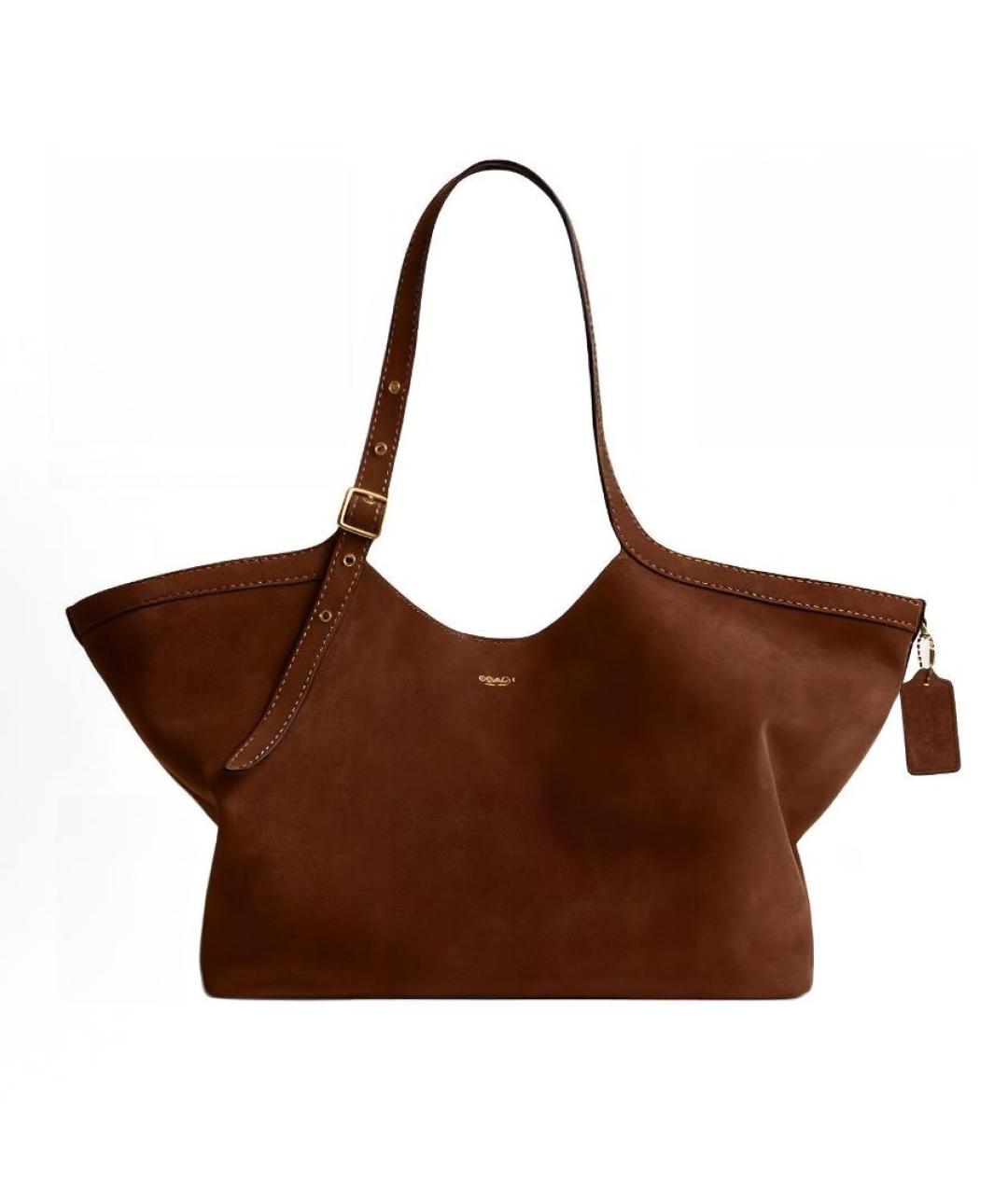 COACH Коричневая замшевая сумка тоут, фото 9