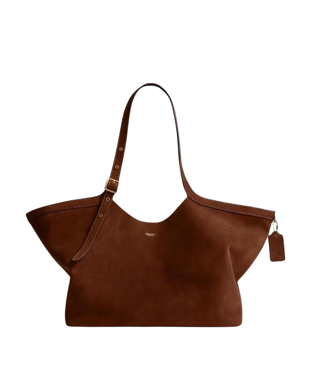 COACH Коричневая замшевая сумка тоут, фото 1