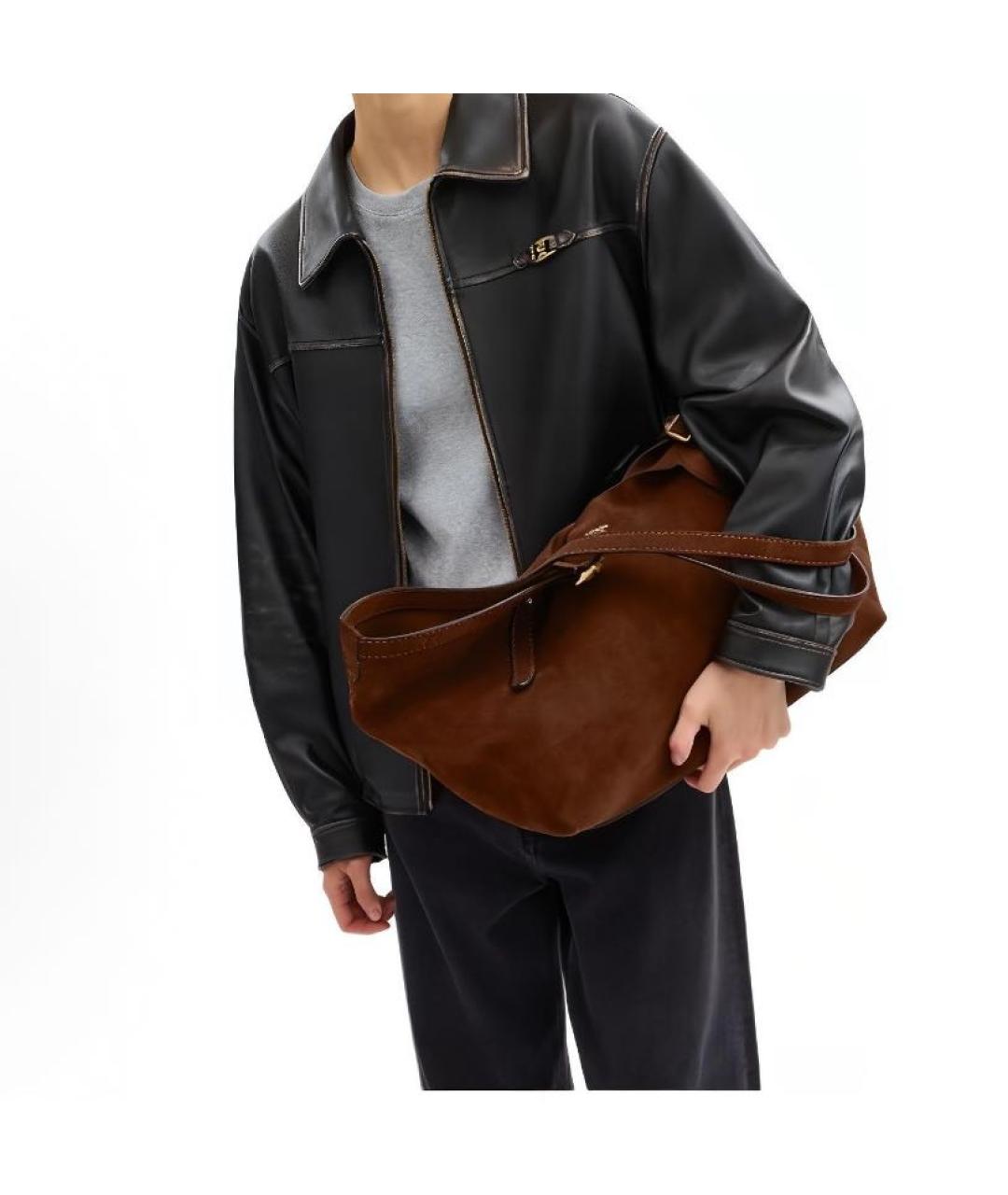 COACH Коричневая замшевая сумка тоут, фото 5