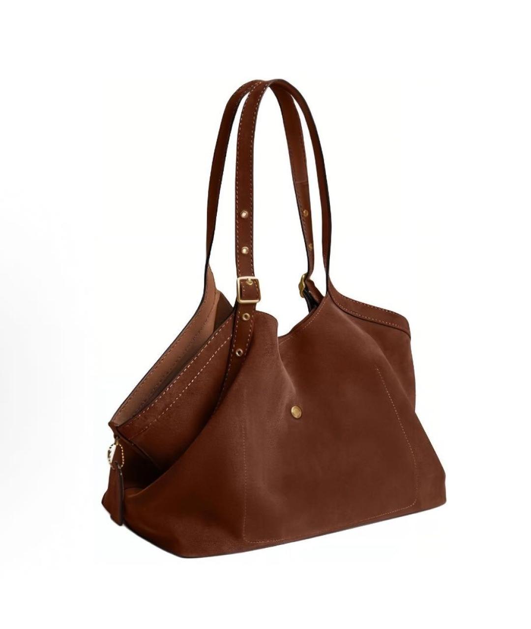 COACH Коричневая замшевая сумка тоут, фото 2