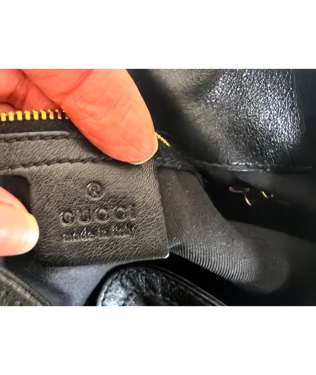 GUCCI Черная кожаная сумка с короткими ручками, фото 4