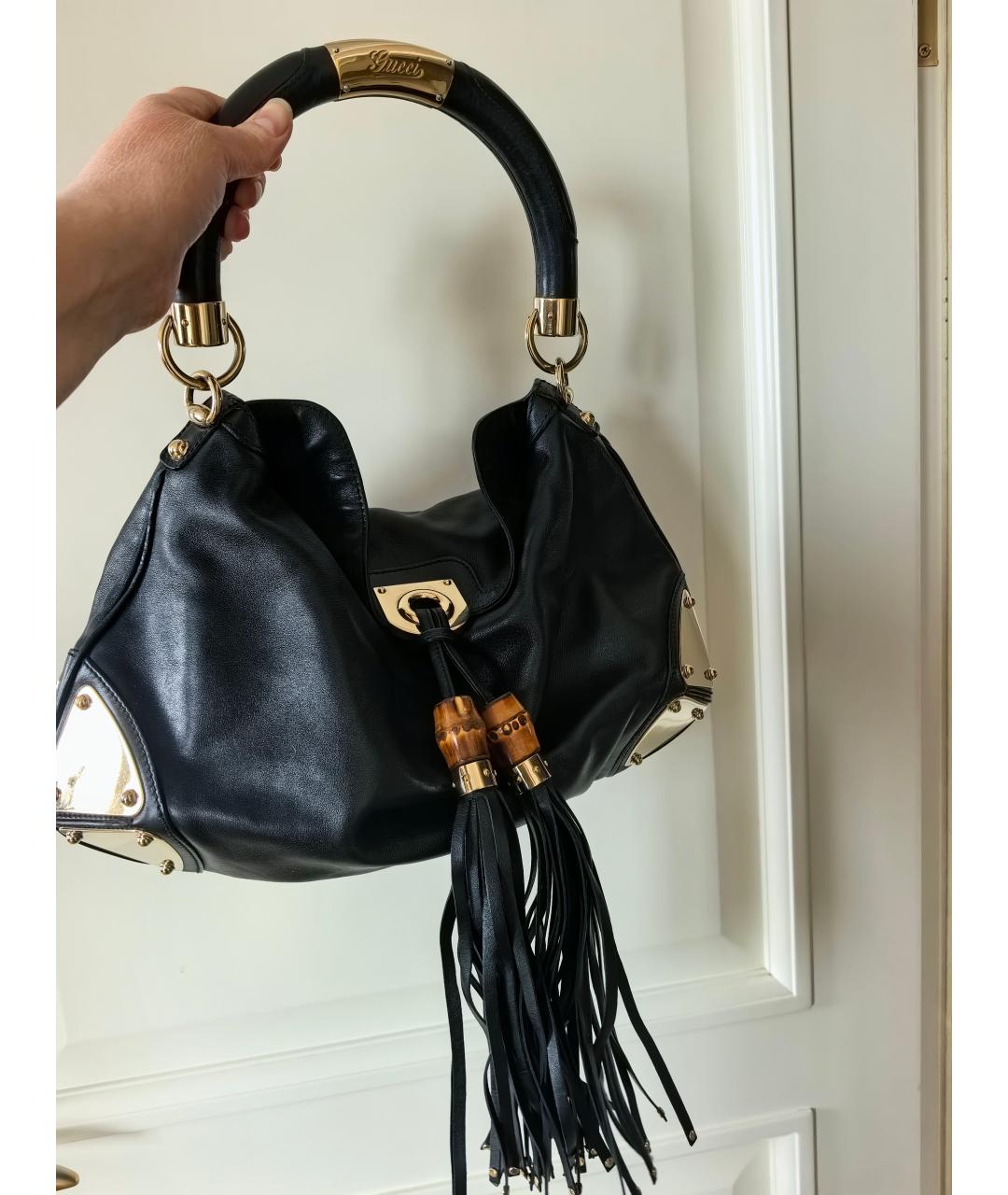 GUCCI Черная кожаная сумка с короткими ручками, фото 8