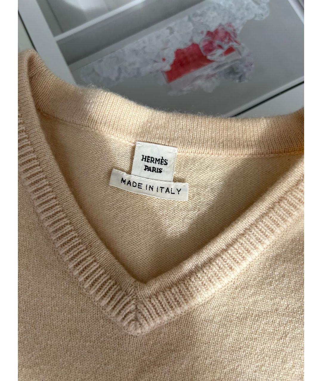 HERMES Бежевый кашемировый джемпер / свитер, фото 4