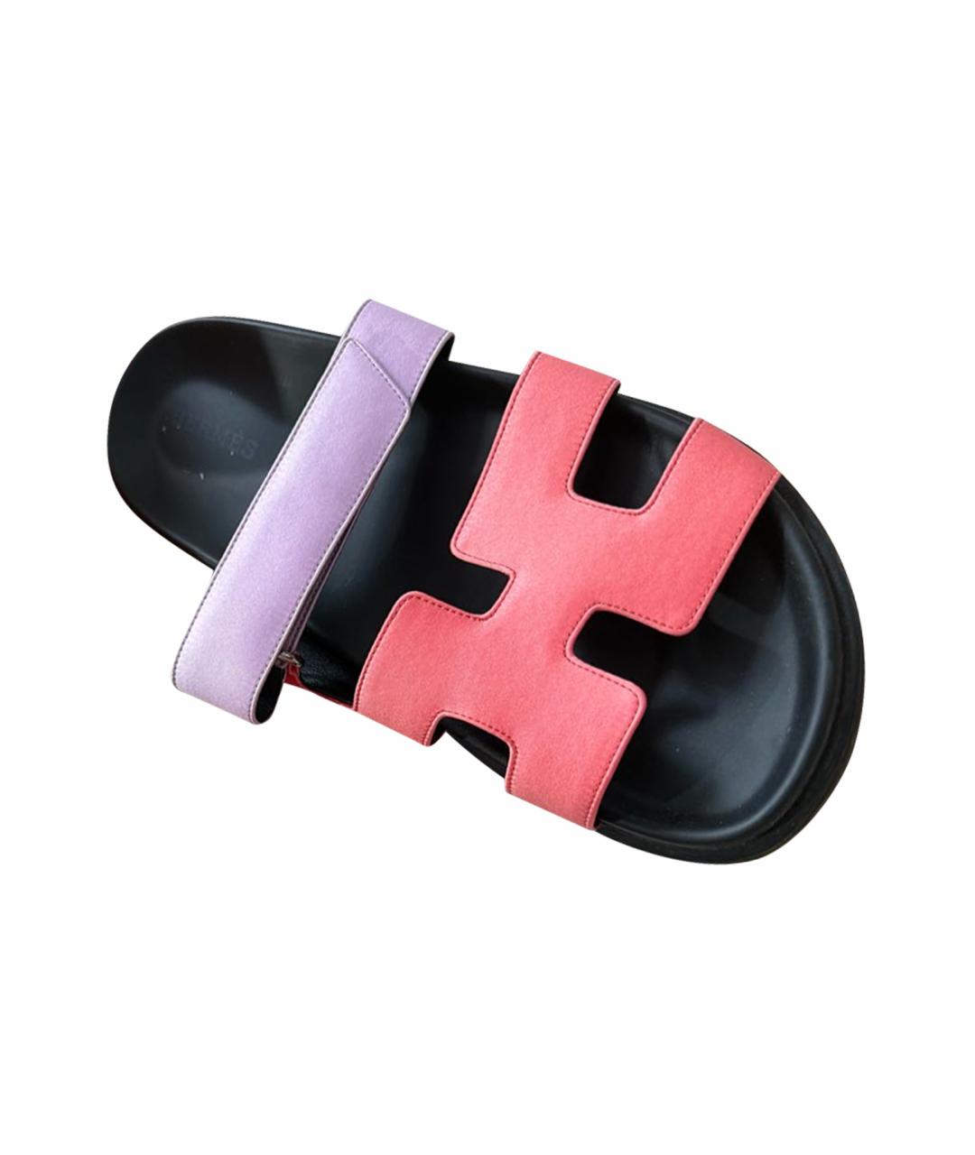 HERMES Фиолетовые текстильные шлепанцы, фото 7