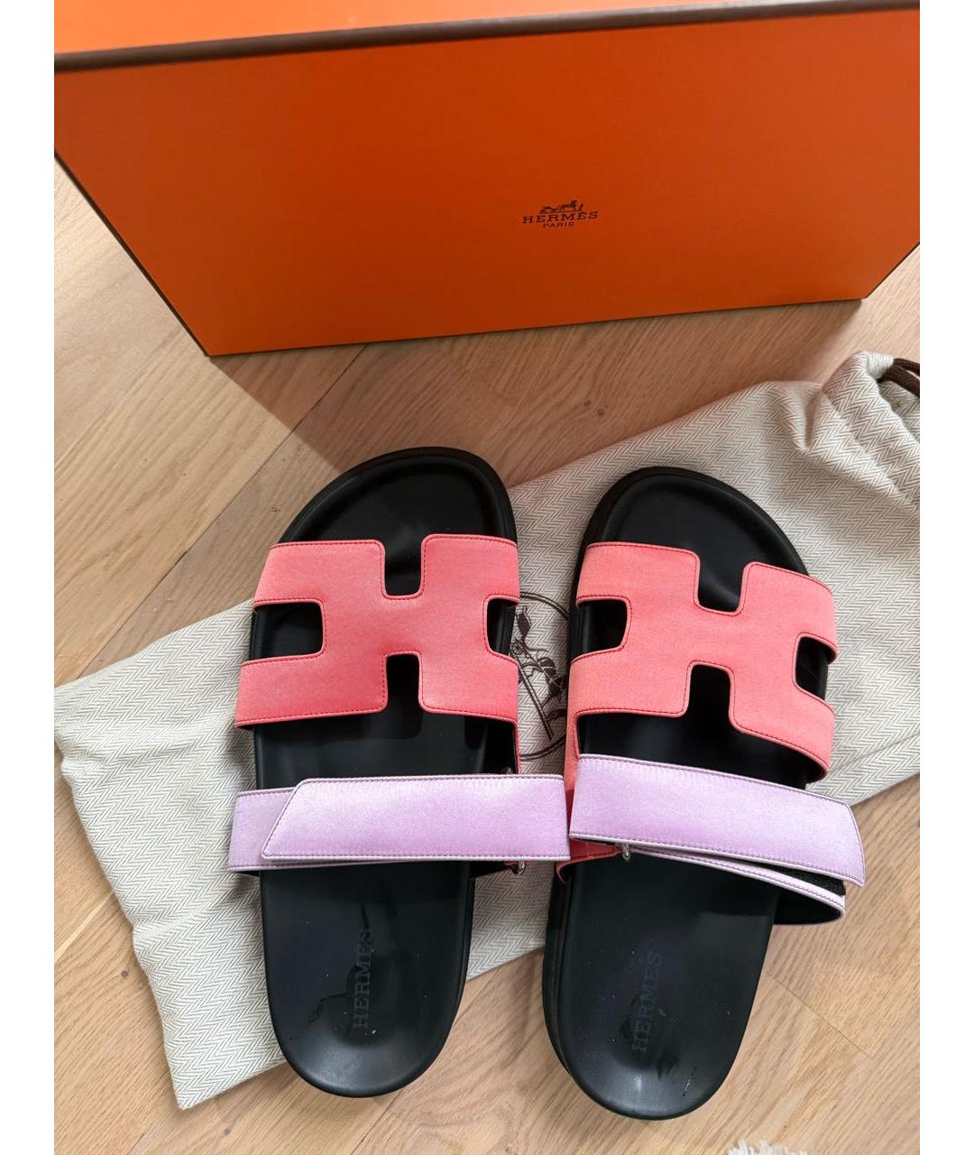 HERMES Фиолетовые текстильные шлепанцы, фото 6