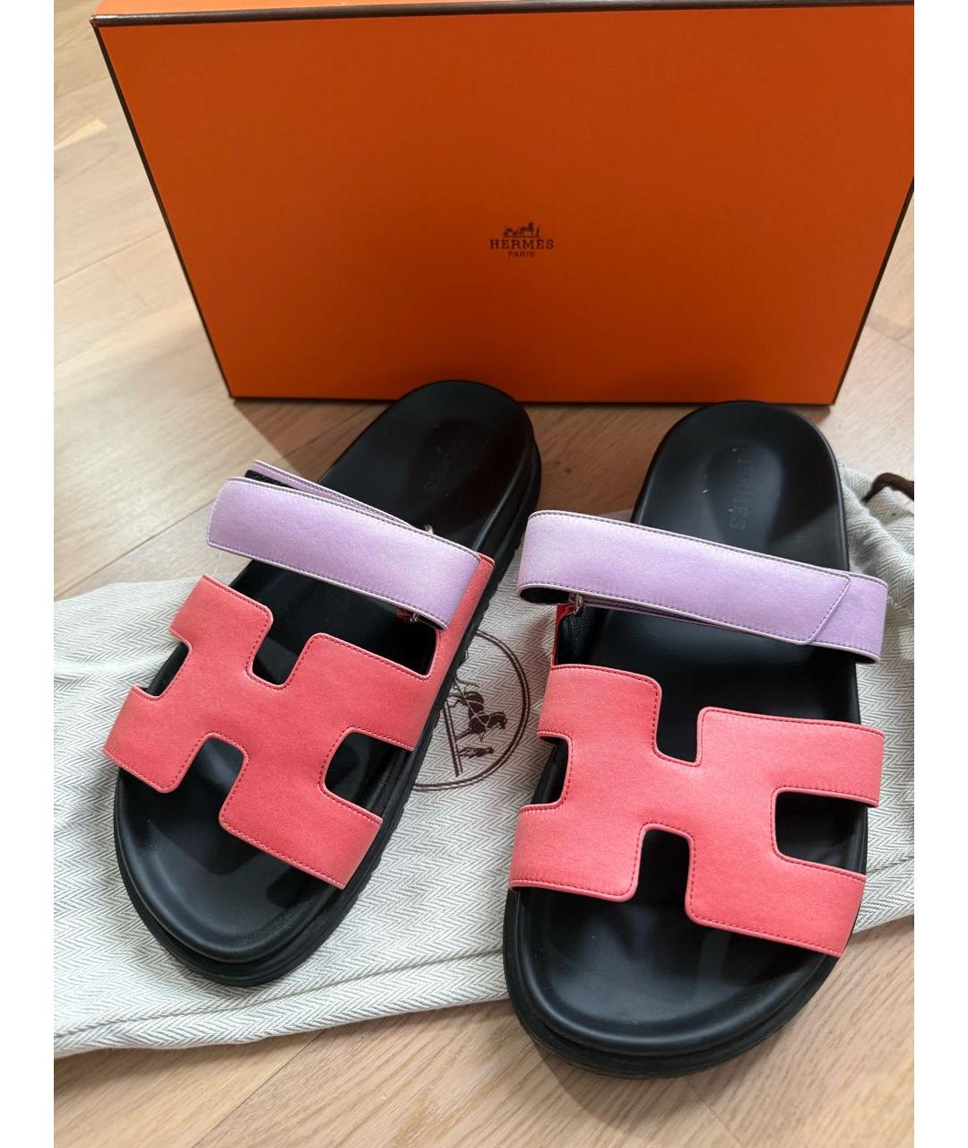 HERMES Фиолетовые текстильные шлепанцы, фото 3