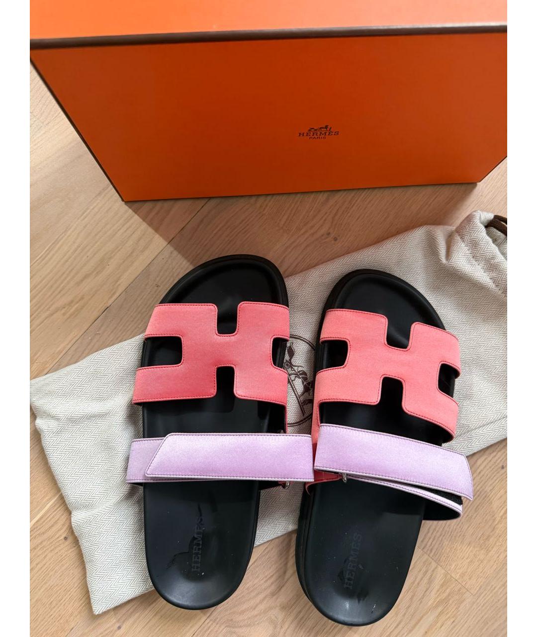 HERMES Фиолетовые текстильные шлепанцы, фото 2