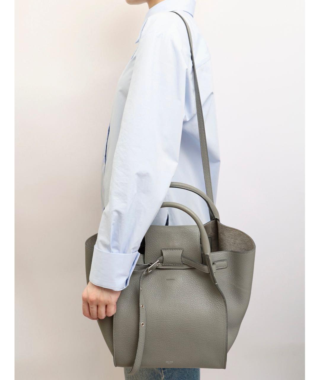 CELINE Антрацитовая кожаная сумка через плечо, фото 2