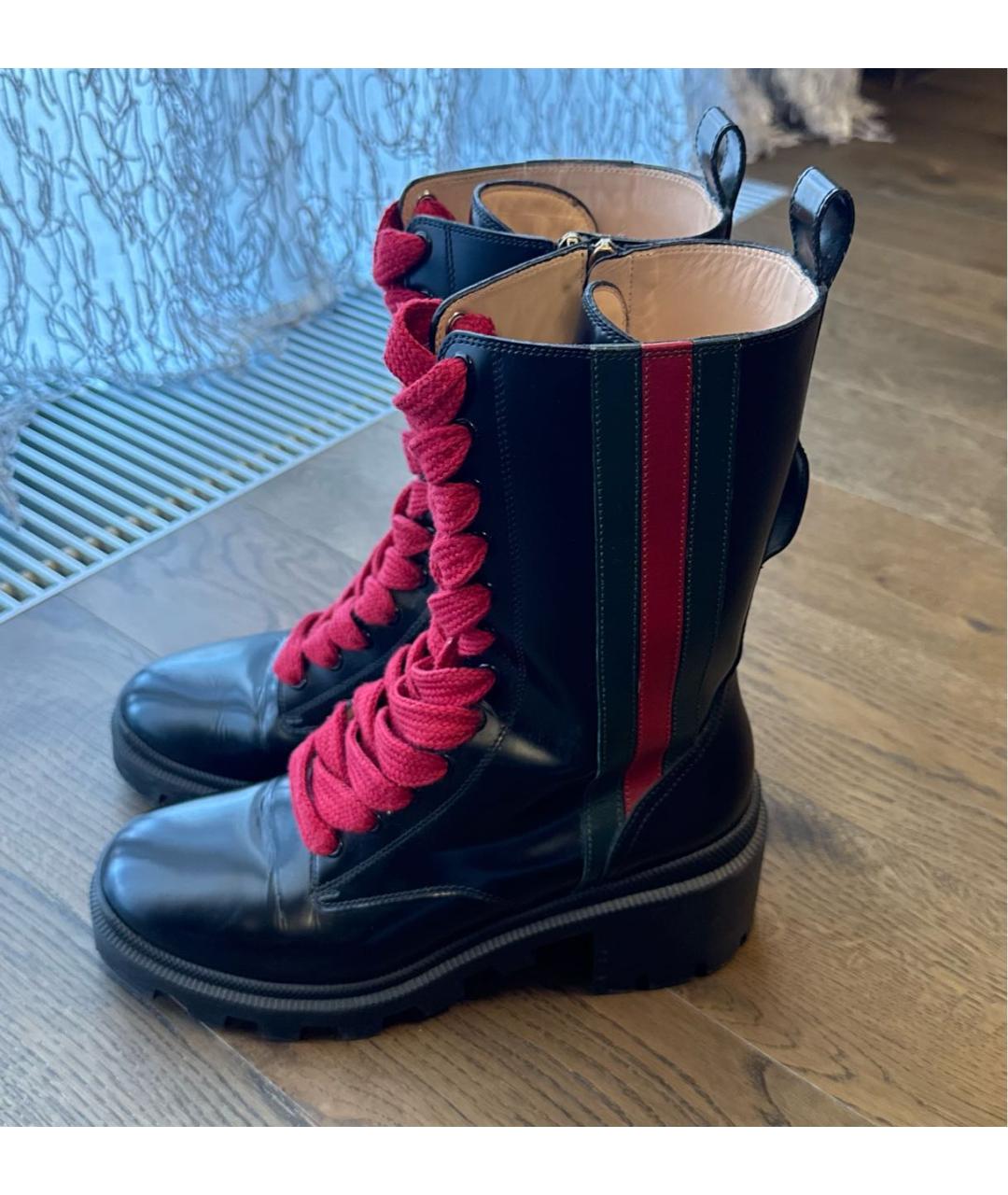 GUCCI Черные кожаные ботинки, фото 5