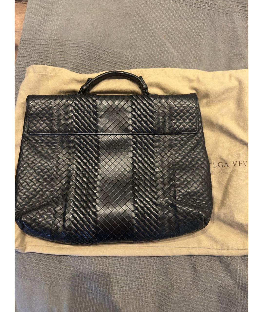 BOTTEGA VENETA Черный кожаный портфель, фото 3