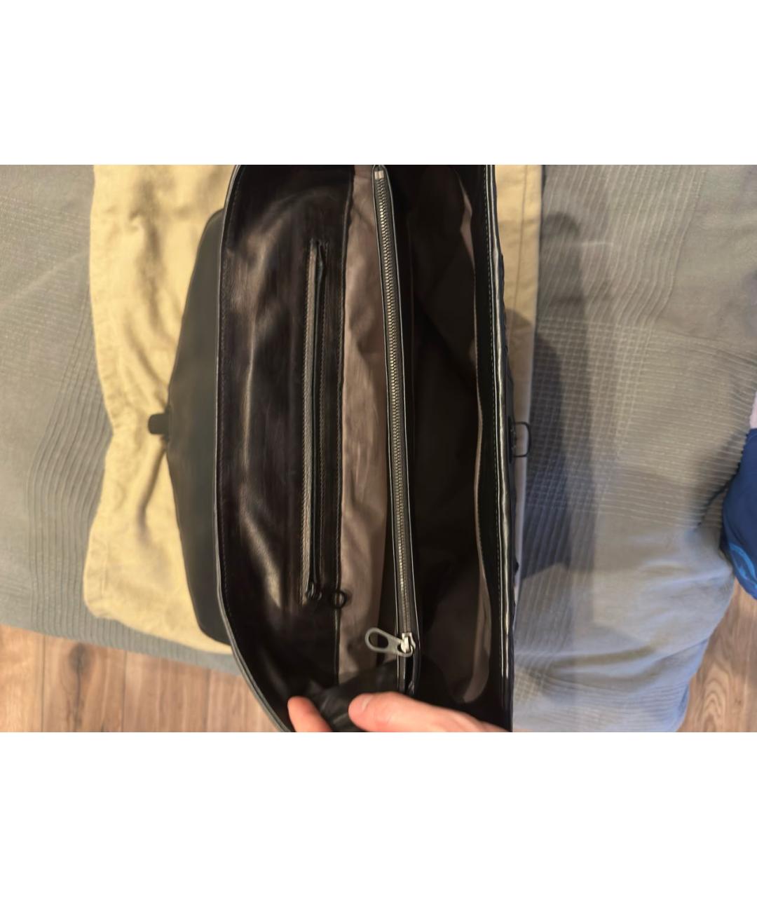 BOTTEGA VENETA Черный кожаный портфель, фото 4