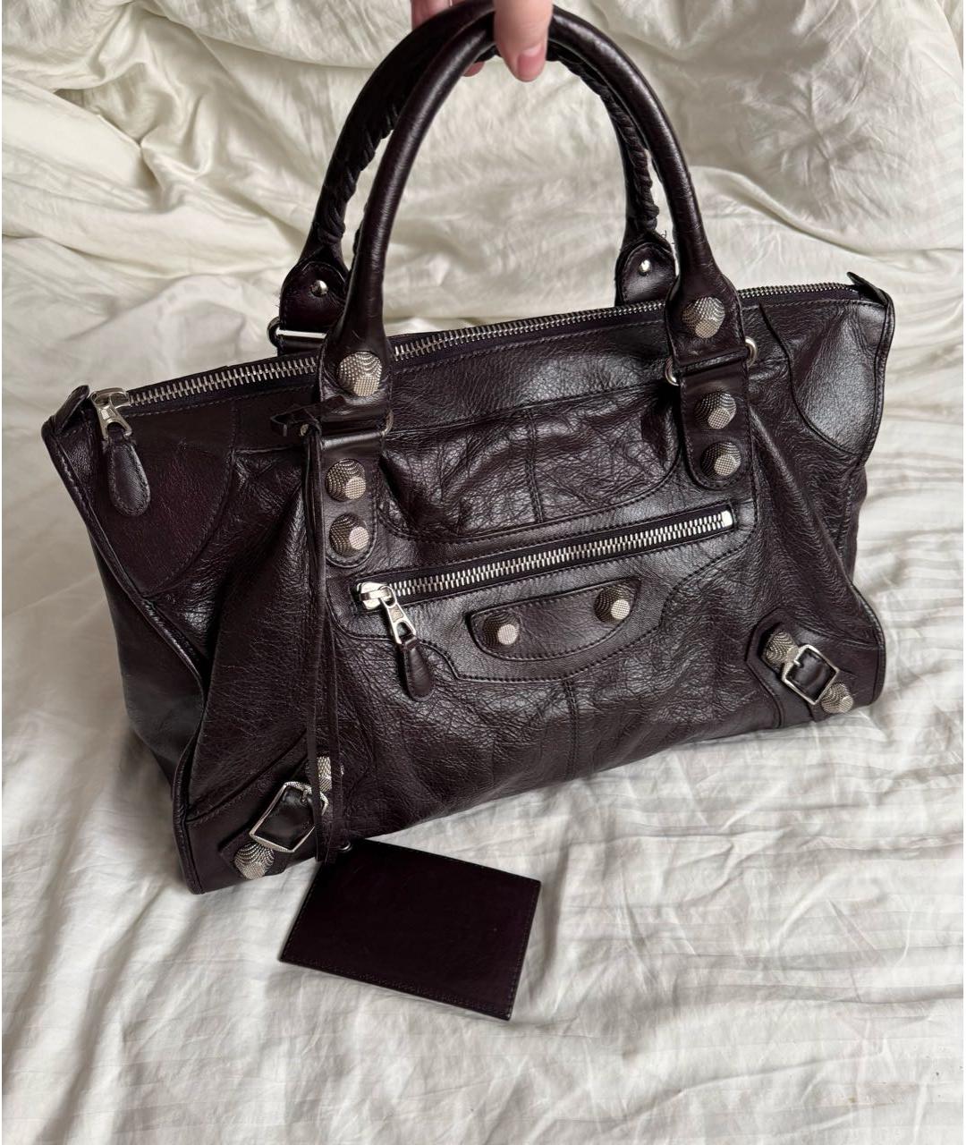 BALENCIAGA Черная кожаная сумка с короткими ручками, фото 7