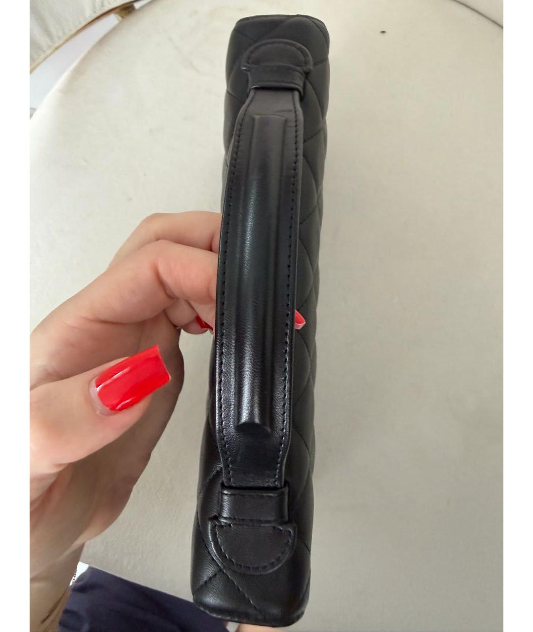 CHANEL Черная кожаная сумка с короткими ручками, фото 6