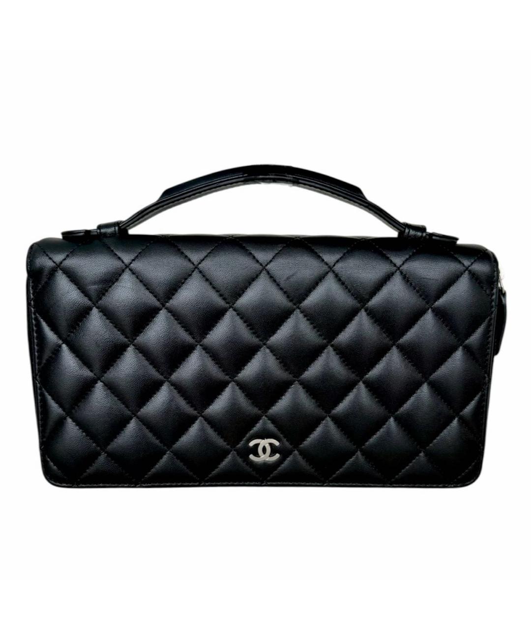 CHANEL Черная кожаная сумка с короткими ручками, фото 1