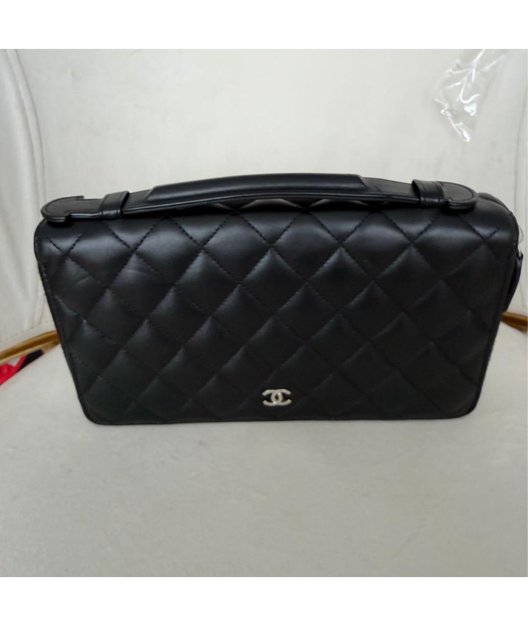 CHANEL Черная кожаная сумка с короткими ручками, фото 2