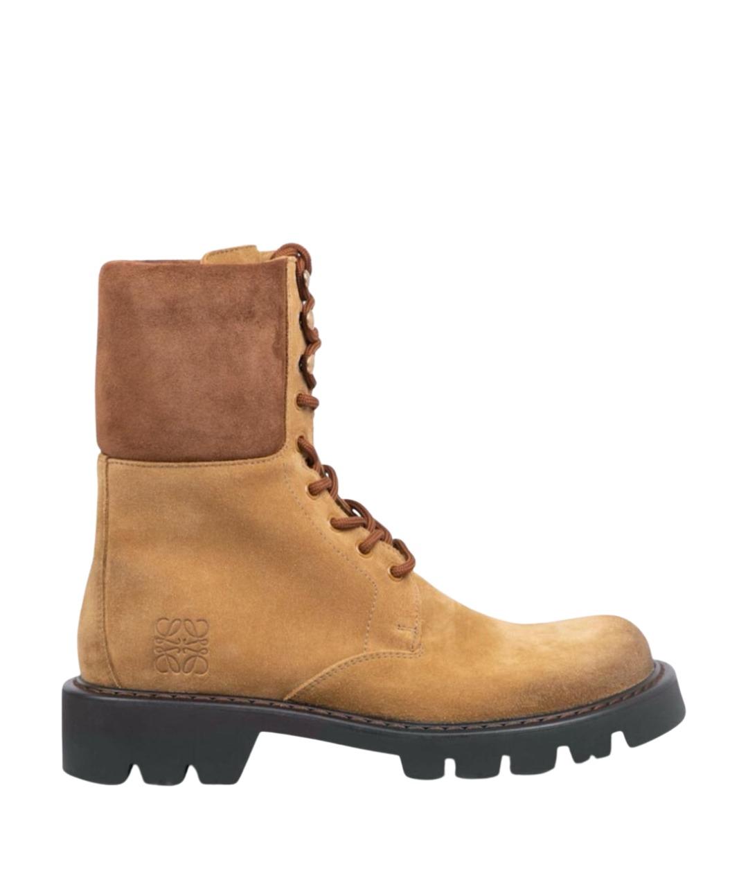 LOEWE Горчичные замшевые ботинки, фото 1