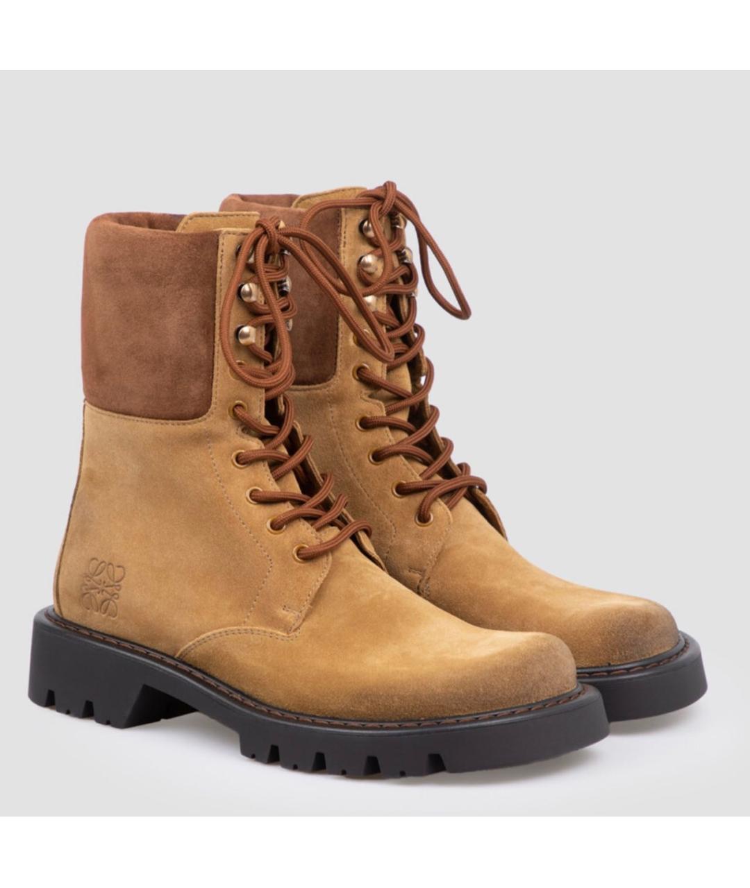 LOEWE Горчичные замшевые ботинки, фото 2