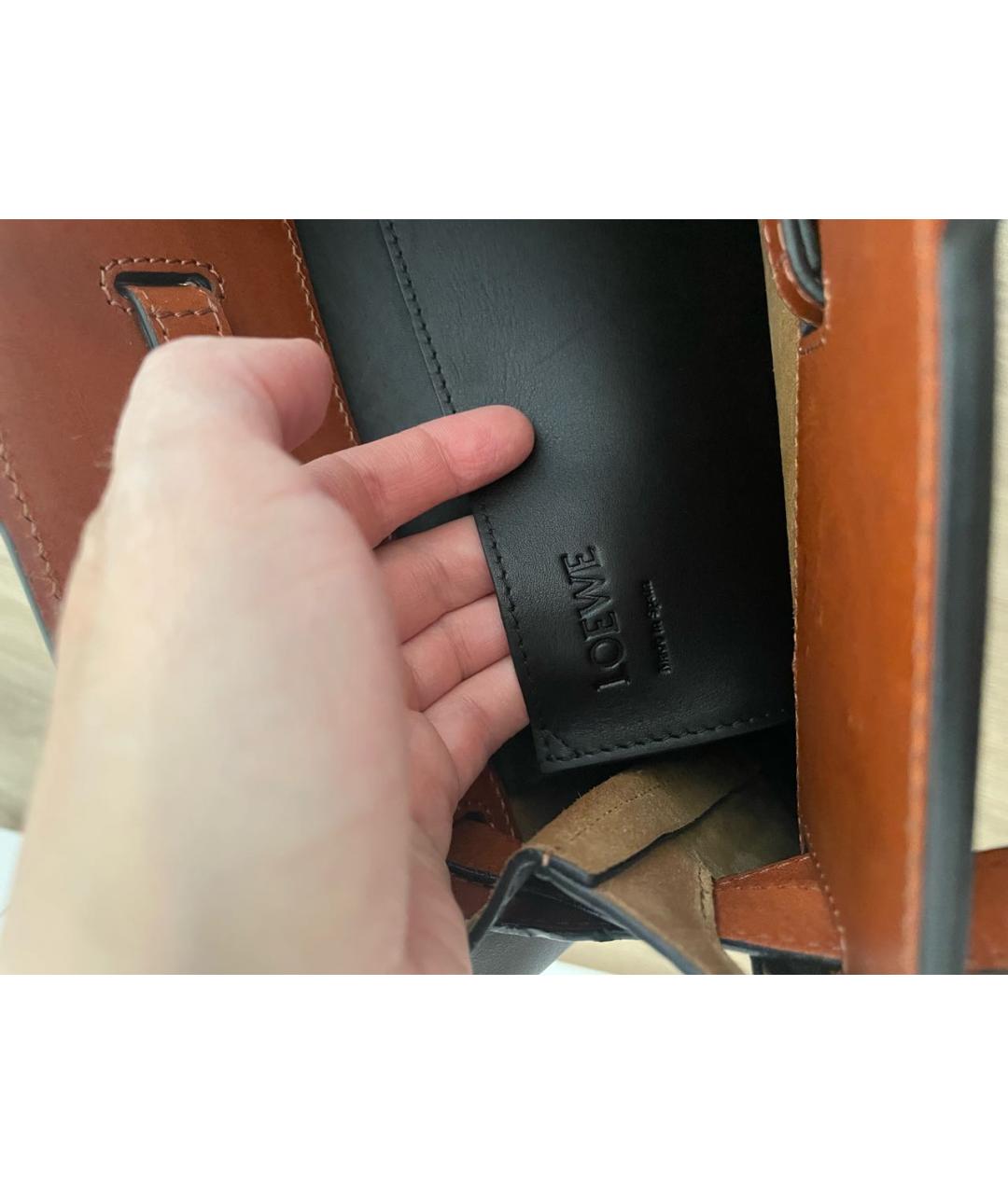 LOEWE Черная кожаная сумка тоут, фото 5